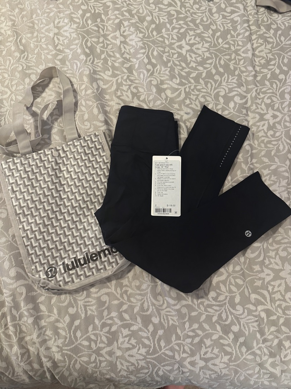 lululemon athletica Black Tagged Fast and Free HR Crop 19” bag included